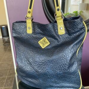 Vera Wang Navy and Yellow Tote Bag
